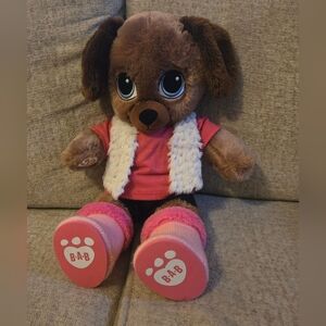 Build A Bear Puppy Dog Sweet Hugs Brown Blue Eyes Plush 17" With Full BAB Outfit
